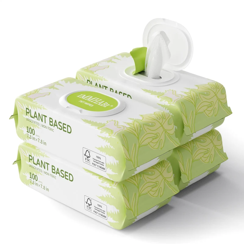 IMMHABI 400 Lingettes Animaux Sans Parfum – Nettoyage Doux des Pattes et du Derrière