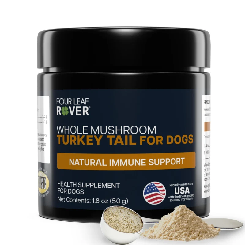 FOUR LEAF ROVER - Queue-de-dinde pour chiens bio, extrait entier ≥50% bêta-glucanes, fabriqué aux USA