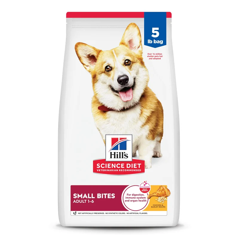 Hill's Science Diet Adulte 1-6 – Petites Croquettes Chien Poulet & Orge, Sac 5 lb