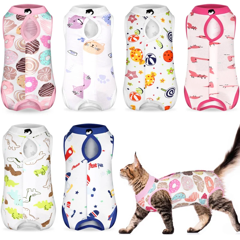 Kacctyen – 6 ensembles rétablissement chat après chirurgie, alternative collier E, pyjama petit
