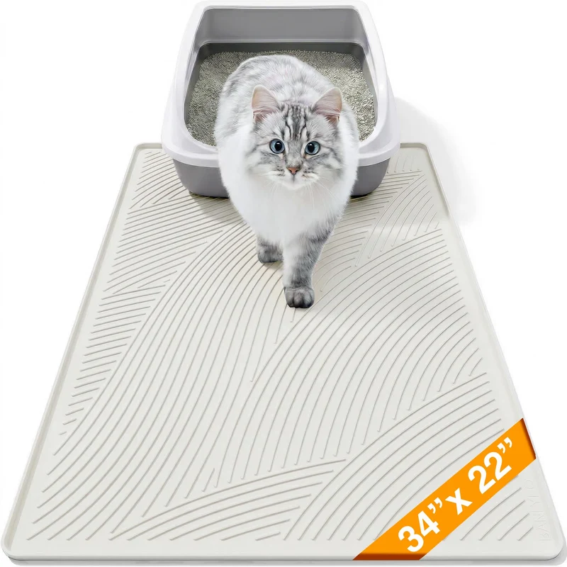BANLYEO – Tapis de litière pour chat grand format 34 x 22 po, étanche et facile à nettoyer