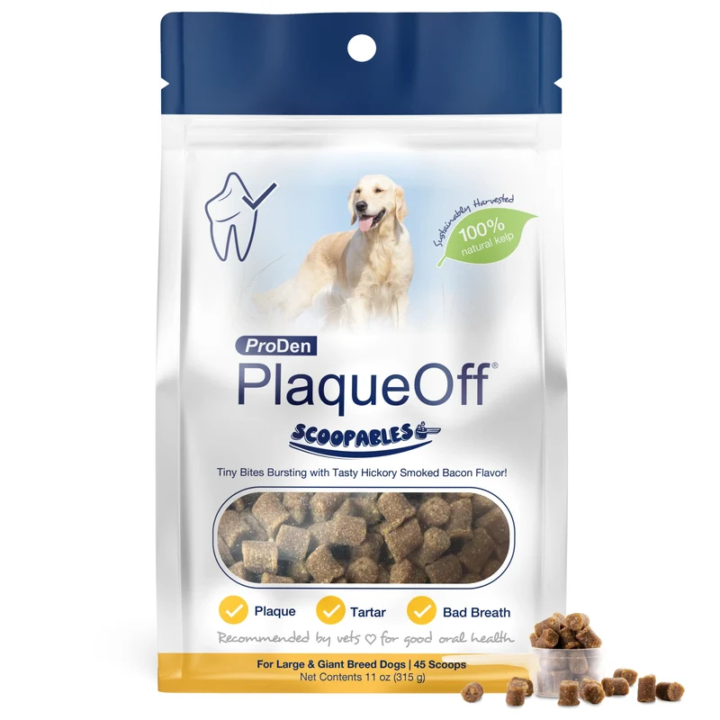 ProDen PlaqueOff Scoopables – Friandises dentaires pour grandes et géantes races, saveur porc fumé et algue naturelle