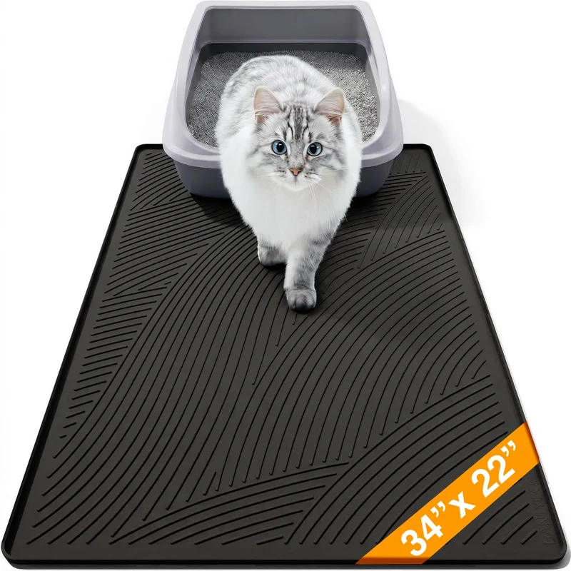 BANLYEO Tapis Litière Chat Grand Format 34×22 po – Étanche, Nettoyage Facile