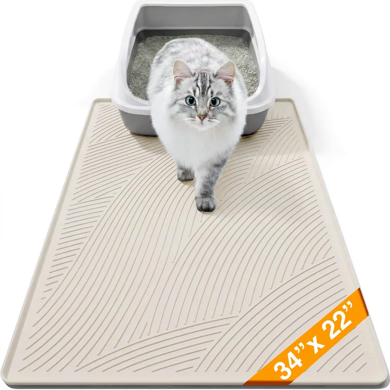 BANLYEO Tapis Litière pour Chat – Grand (34 x 22 po), Étanche et Facile à Nettoyer