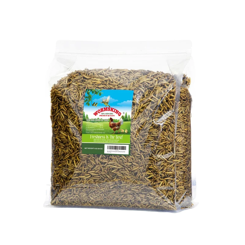 WORMSKING 4 lb – Larves BSF séchées non-OGM, haute protéine et calcium pour volailles