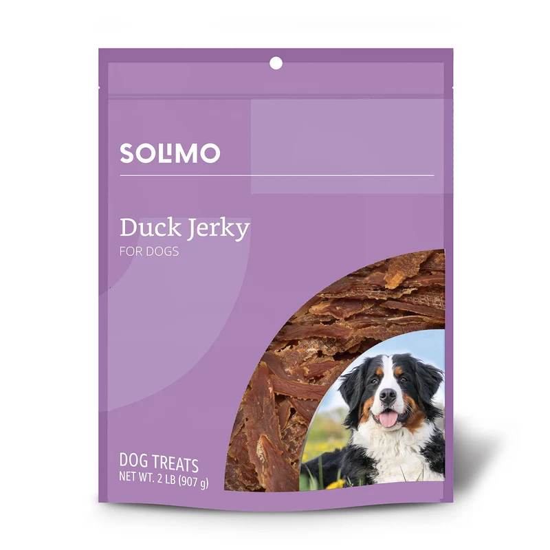 Marque Amazon – Solimo Friandises jerky de canard pour chien – Paquet de 2 lb