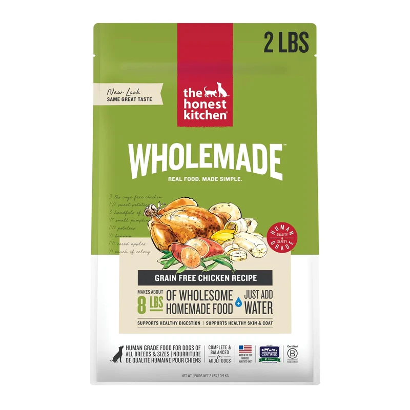 The Honest Kitchen WholeMade Déshydraté Sans Céréales au Poulet – Repas Complet ou Topping pour Chien, 2 lb