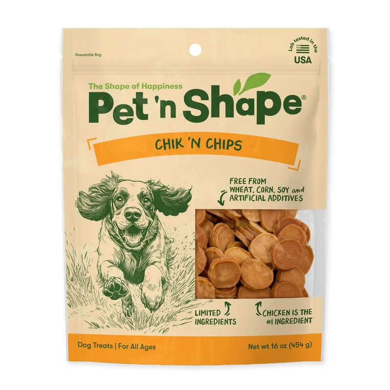 Pet 'n Shape Chik 'n Chips – Friandises au poulet, 1 livre, sans céréales
