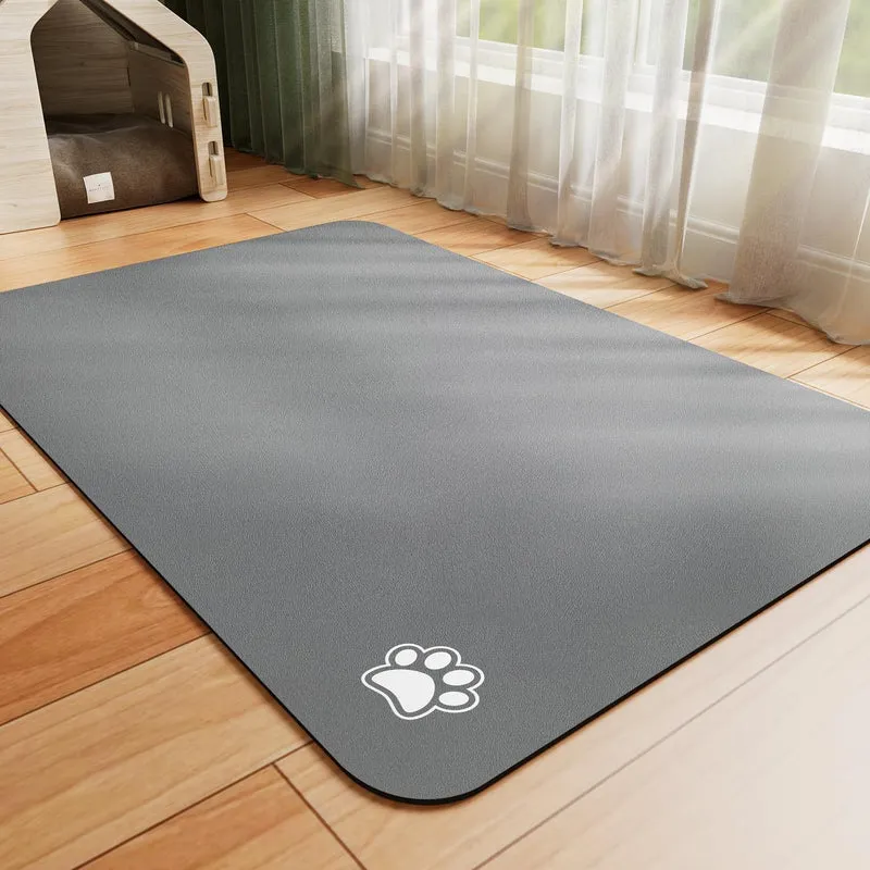 HotLive Tapis Alimentaire pour Animaux – Absorbant, Sans Taches, Anti-Fuite et Nettoyage Facile – Gris Foncé 18 × 28 pouces