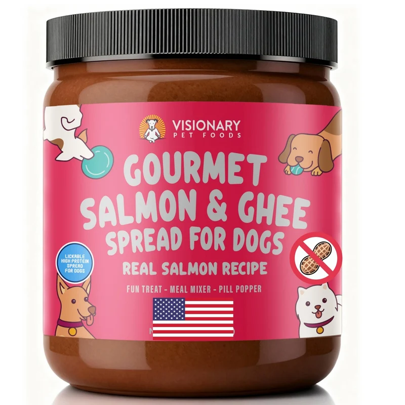 Visionary Pet Foods Pâte Saumon pour Chiens – Friandise Santé Sans Xylitol et Sans Sucre | Pot 340 g