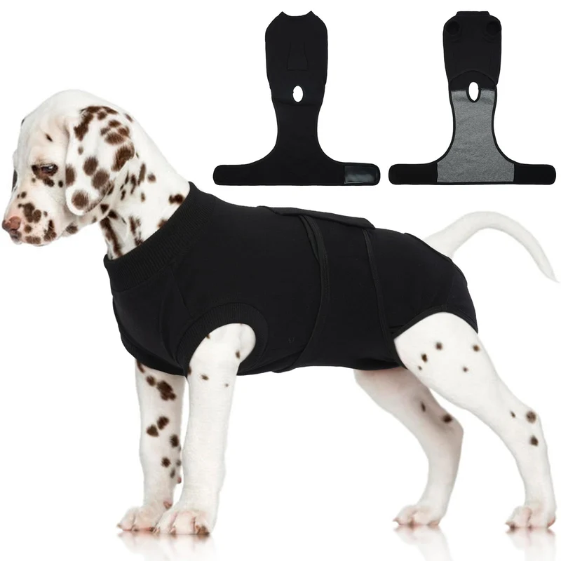 FUAMEY Combinaison de récupération pour chien – post-opération, anti-léchage et protection peau – Noir XS
