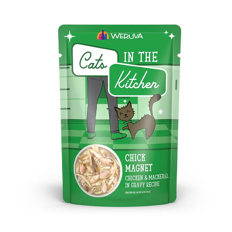 Weruva Chats en Cuisine – Aimant au Poulet et Maquereau en Sauce, Nourriture pour Chat 3oz (Lot de 12)