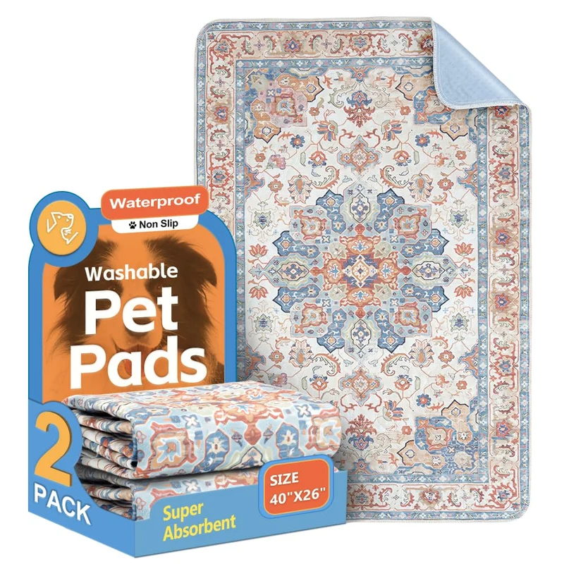 ULIGOTA Tapis Pipi Lavables pour Chiens 102 x 66 cm – Lot de 2, Absorbants et Antidérapants