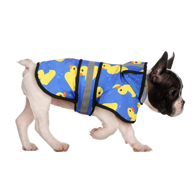 HDE Manteau de pluie pour chien avec capuche réfléchissante – Taille M, réglable, ouverture pour harnais