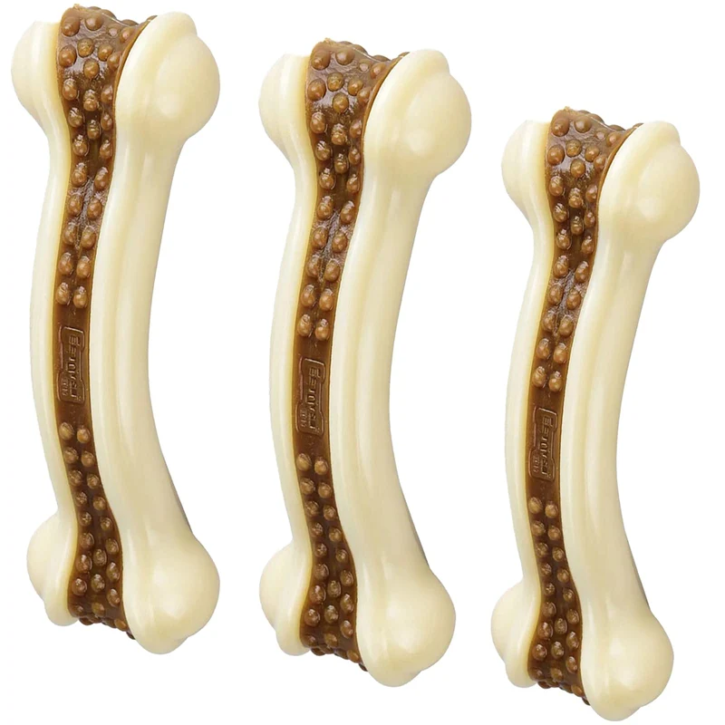 BETTEPROD Os à Mâcher en nylon — Pack 3 Saveur Boeuf Réel, Durable pour Chiens