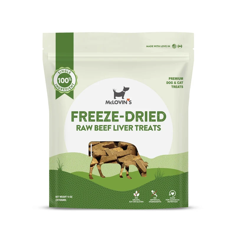 McLovin's Pet Food – Friandise et Toppers Foie de Bœuf Séché pour Chien, 14 oz, Sans Céréales