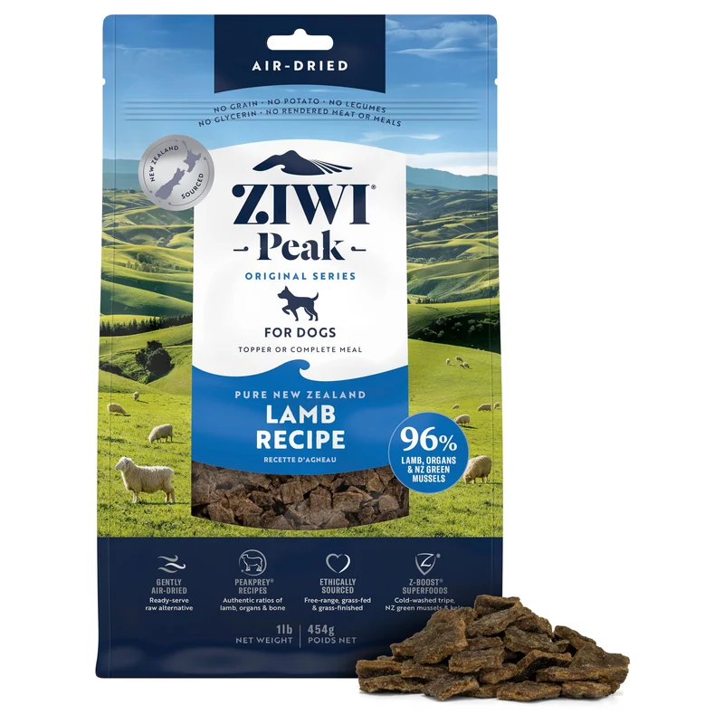 ZIWI Peak – Alimentation canine à l’agneau séchée à l’air, sans céréales, protéine élevée (16 oz)