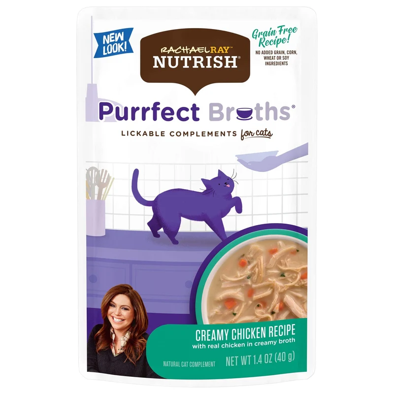 Nutrish Purrfect Broths: Bouillon Crèmeux au Poulet et Légumes Sans Céréales – Sachets 40 g (Pack 24)