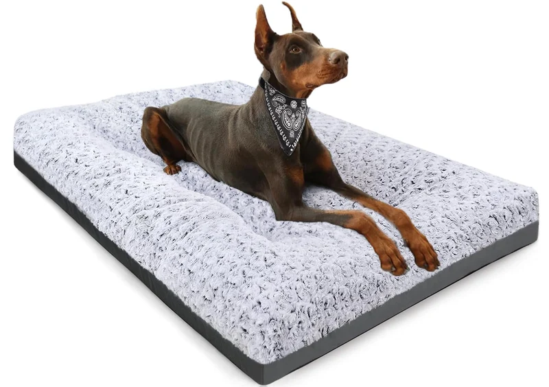POCBLUE Deluxe Couchage Chien Grand Lavable – 35 x 23 po, Gris, Antidérapant