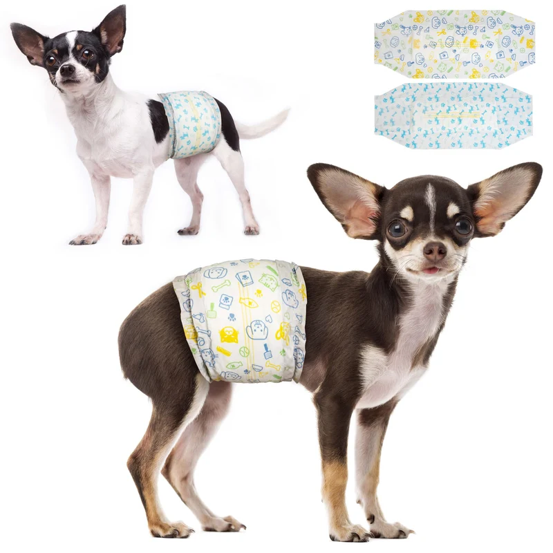 Dono Couches Mâles Jetables pour Chiens – Ultra Absorbantes, Étanchéité 360°, Indicateur d'Humidité, Taille S (48 pièces)