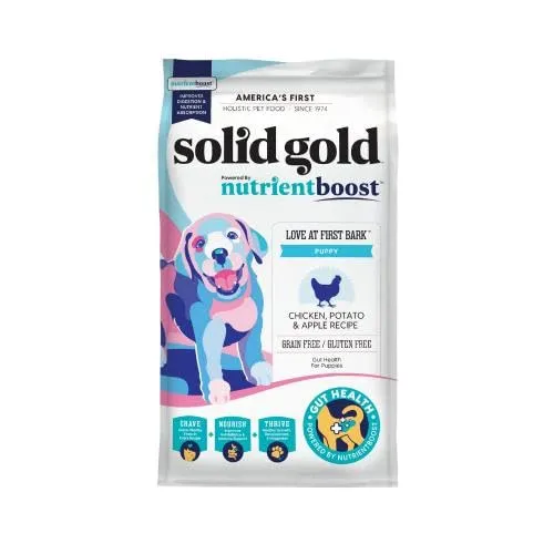 Solid Gold Croquettes Chiots – Poulet réel et pomme de terre – Sans céréales et gluten – Probiotiques et Nutrientboost™ – 1,70 kg