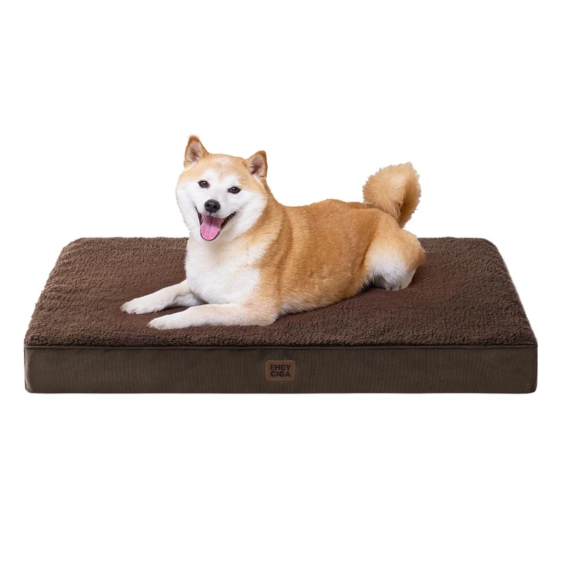 Lit orthopédique EHEYCIGA pour grands chiens – Housse amovible lavable, marron, 36x27