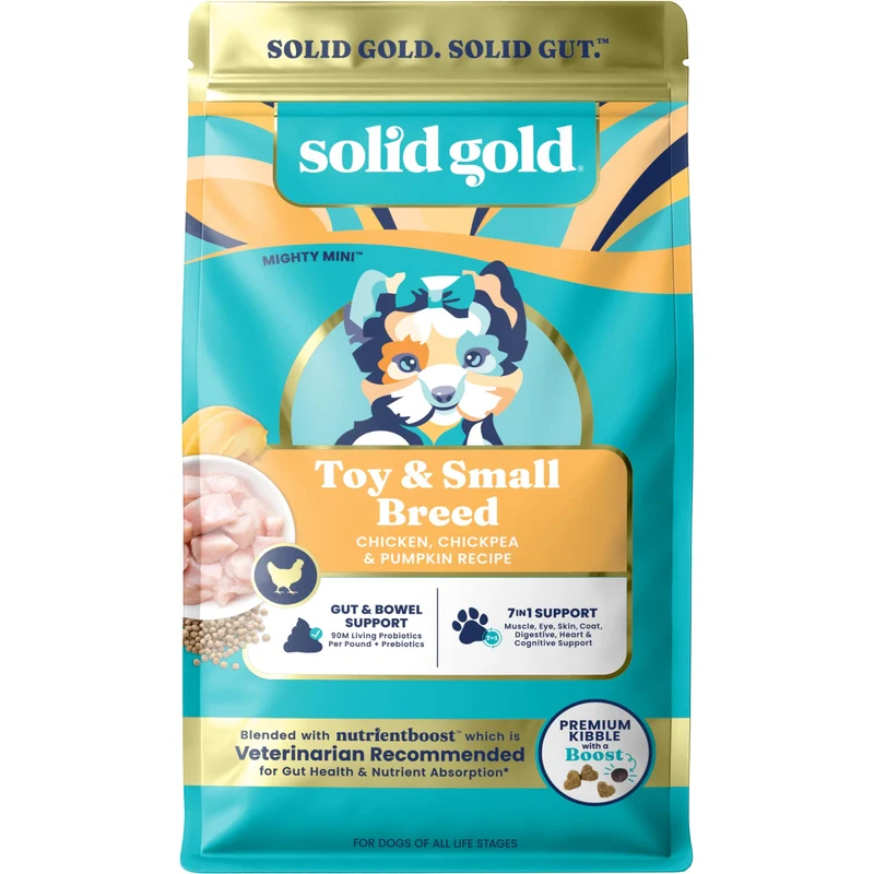 Solid Gold Nourriture sèche pour petits chiens – Croquettes petites bouchées au poulet, sans céréales ni gluten, Probiotiques et NutrientBoost™ – 3,75 lb (1,70 kg)