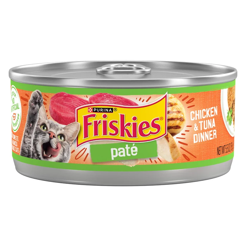 Purina Friskies Pâté pour chat – Dîner Poulet et Thon, lot de 24 boîtes 5,5 oz