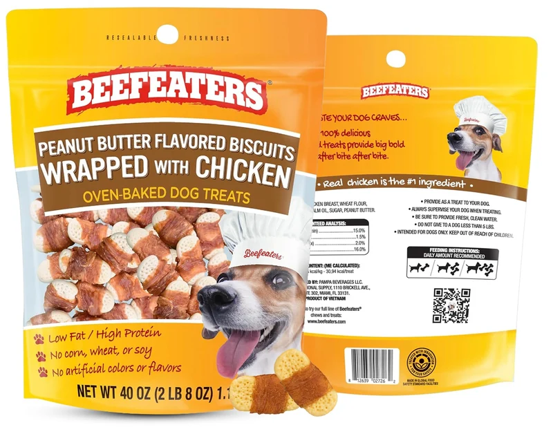 Beefeaters Biscuits pour Chien – Beurre de cacahuète et poulet, 40 oz, Protéines élevées et Faible teneur en matières grasses