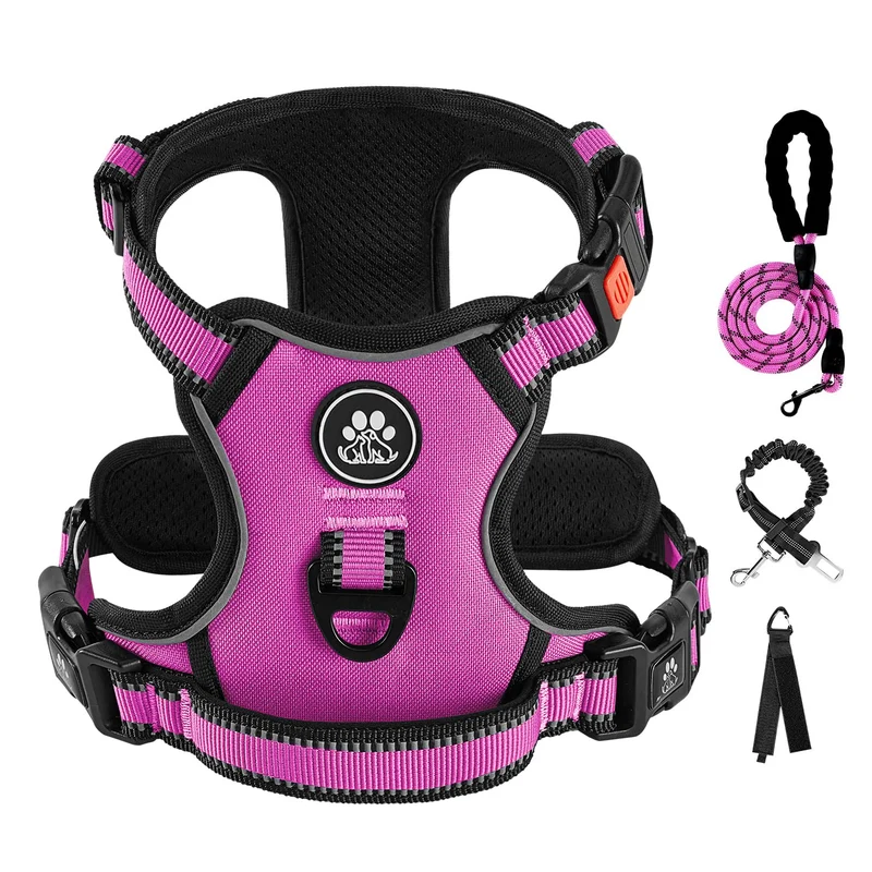 IVY&LANE Harnais anti-tirage pour chien moyen – Rose