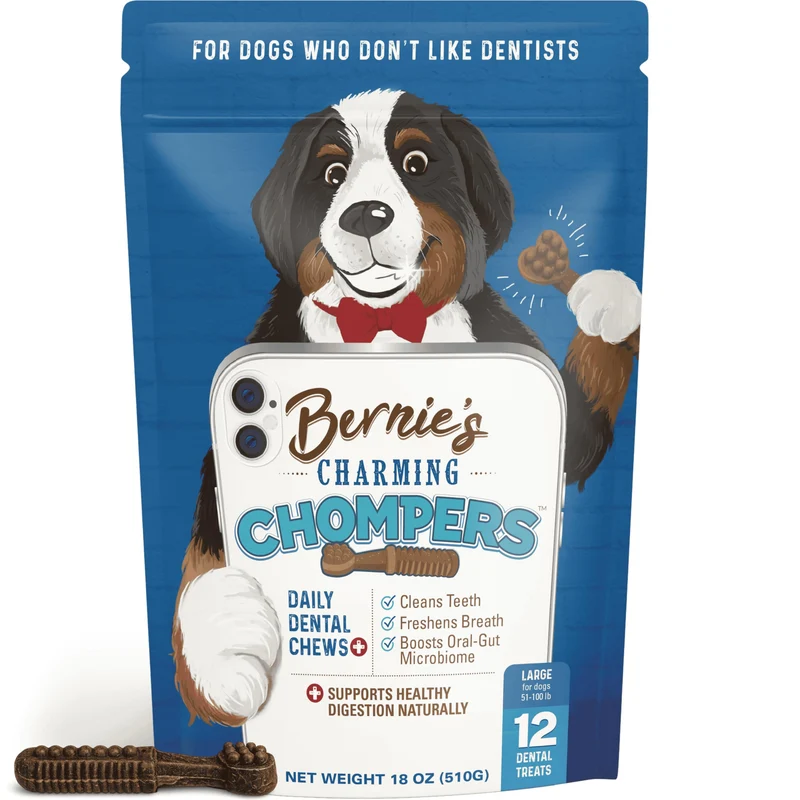 Bernie's Charmantes Mâchoires – Friandises dentaires quotidiennes pour chiens 23–45 kg (50–100 lb) – 12 pièces