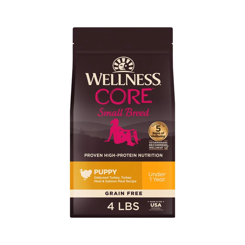 Wellness CORE Petite Race Chiot - Croquettes Sans Céréales Dinde & Saumon, Haute Protéine, 4 lb