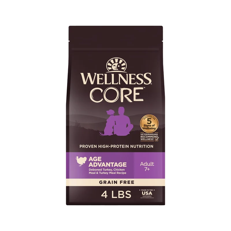 Wellness CORE Age Advantage Senior - Croquettes sans céréales au poulet et dinde, 4 lb
