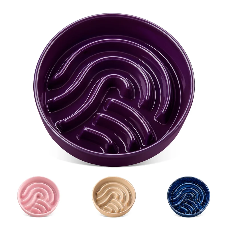 Vancasso Bol ralentisseur chien – Céramique 0,6 tasse, Puzzle, Petite race, Violet foncé