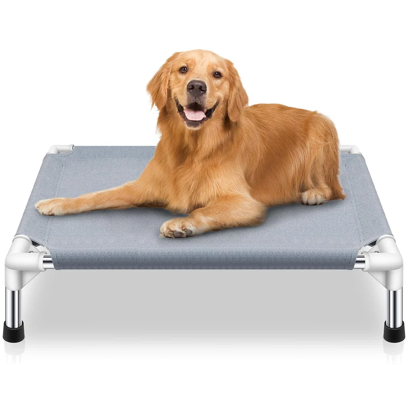 Makerfire Lit pour chien surélevé – Couchage extérieur frais en coton‑polyester