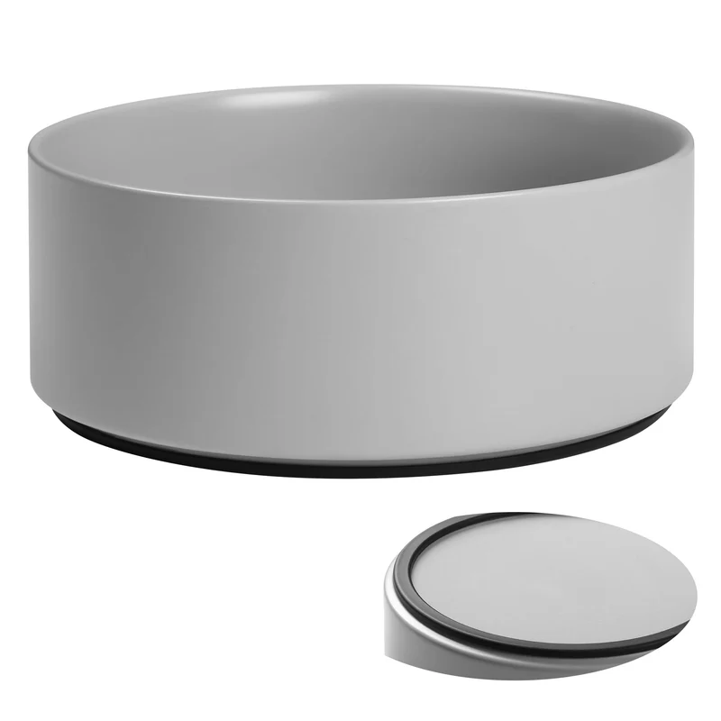 Kitwinney Gamelle pour Chien Lourde en Céramique 8 Pouces Anti-Glisse avec Base Silicone Gris