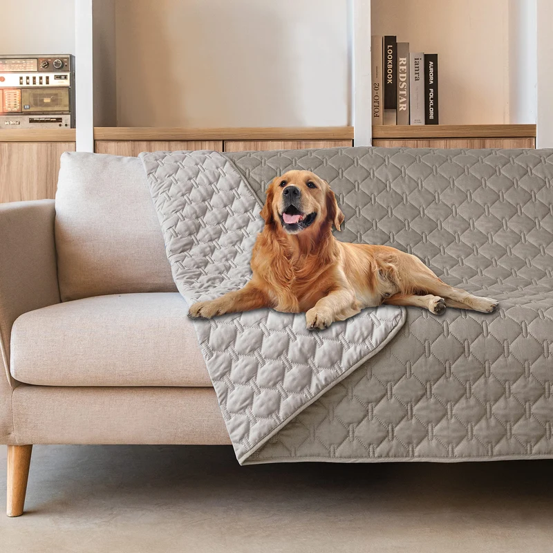 Gogobunny Couverture pour Chien Imperméable Double Face 68x82 cm – Protège Canapés et Meubles (Dark Stone / Light Stone)