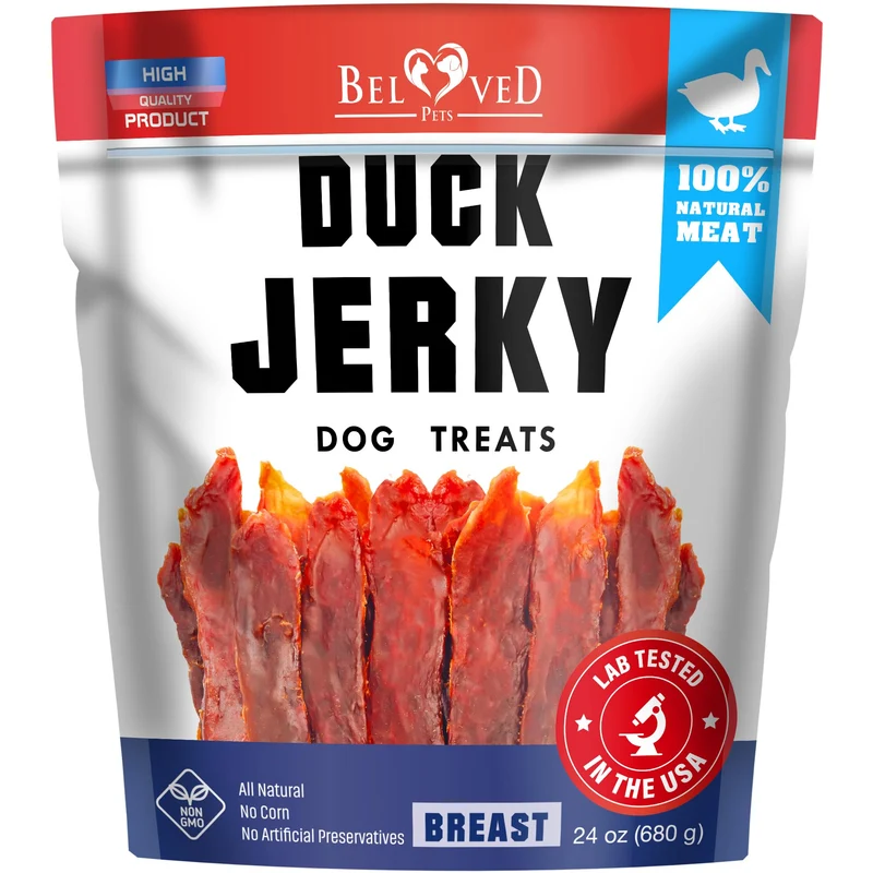 Beloved Pets Friandises Canard Jerky 1,5 lb – Protéines élevées, Sans céréales, Sans cuir – Pour tous les chiens