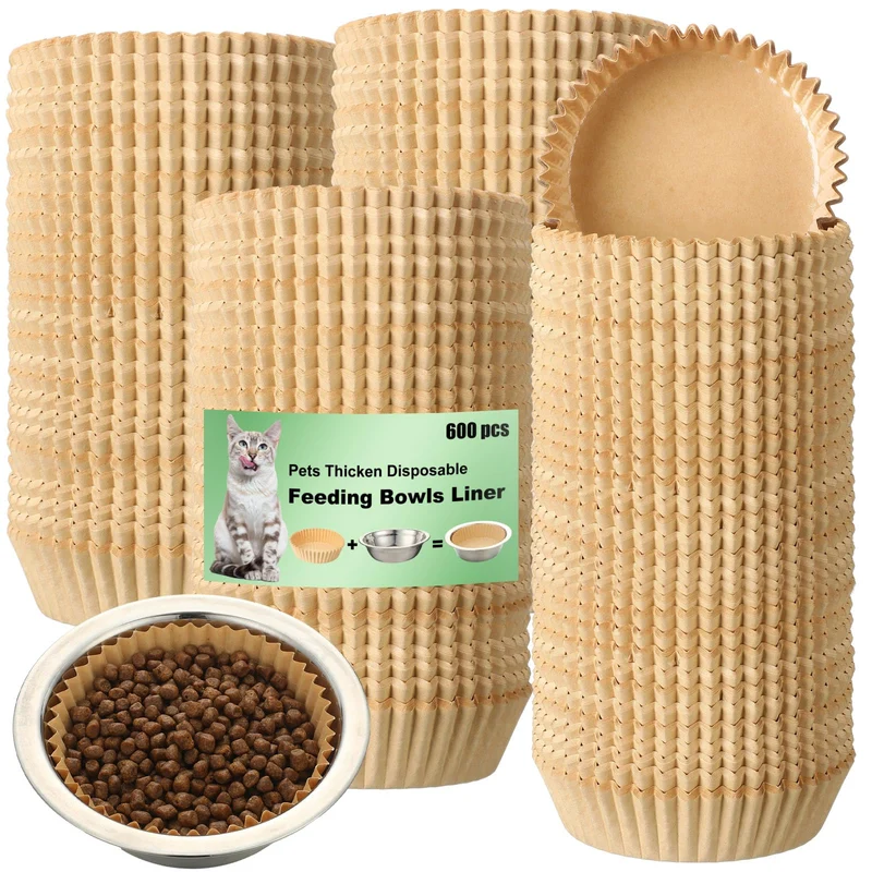 Meekoo – 600 pièces de doublures jetables pour gamelles d'animaux (kraft brun, classique)