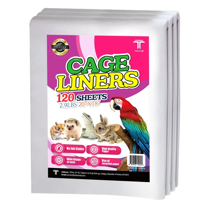 T TORTO9 Doublure de Cage en Papier — Lot de 120 Feuilles, 20 x 18 pouces
