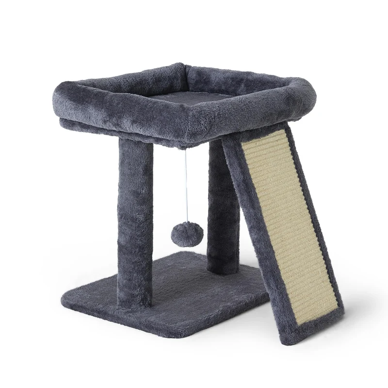 Psicway Tour d’arbre à chat 17,1 po – Petite tour avec plateforme et griffe (gris)