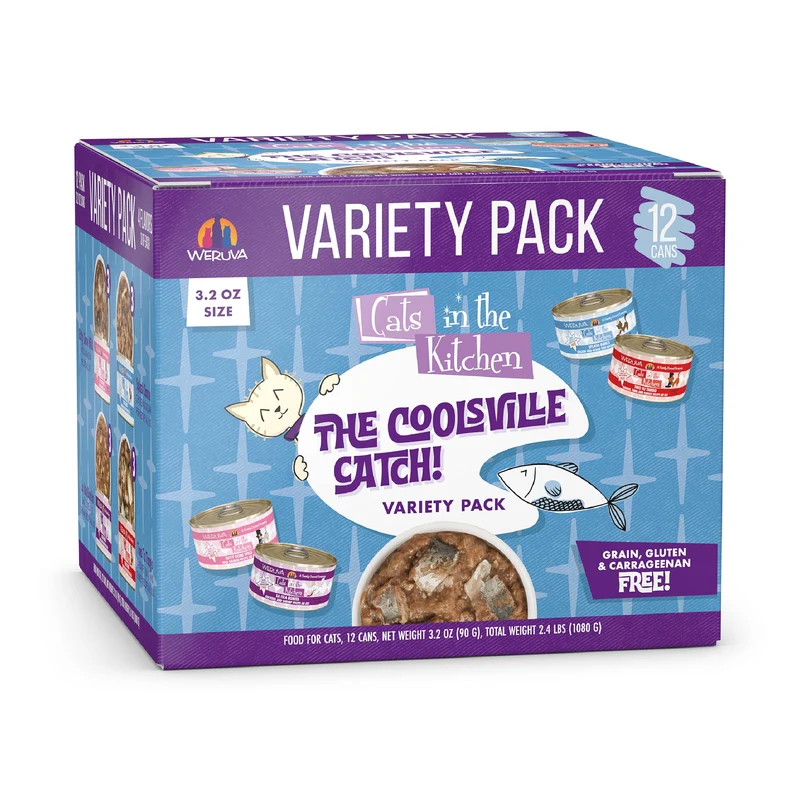 Weruva Cats in The Kitchen – Le Coolsville Catch, Variété en Lot de 12 Boîtes 3,2 oz