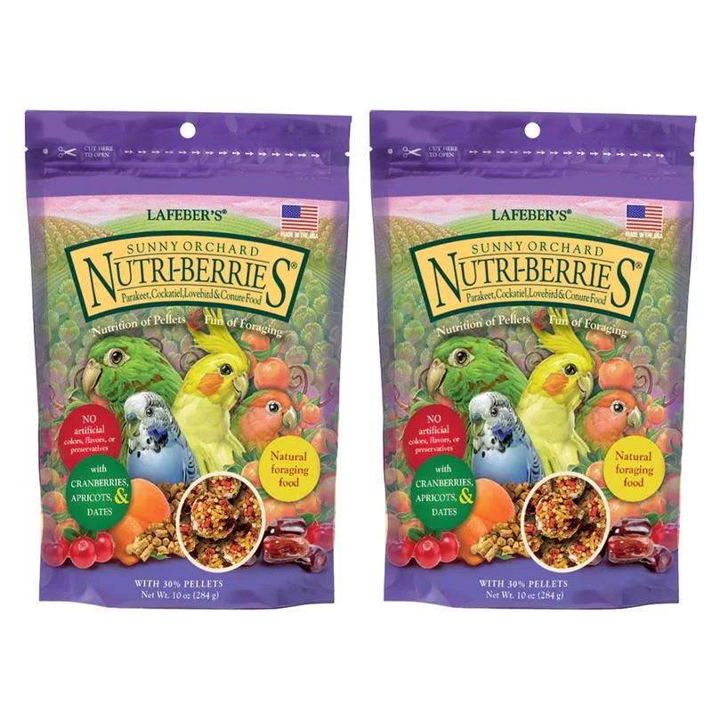 LAFEBER'S Nutri-Berries Verger Soleil – Alimentation complète pour calopsittes, conures et petites perruches (pack de 2)