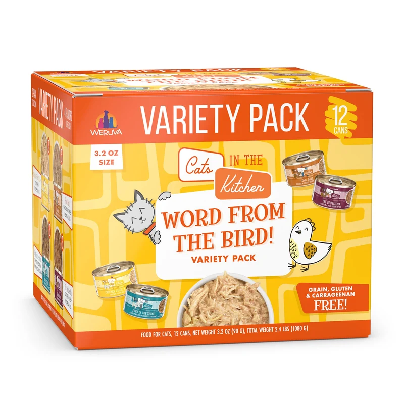 Weruva Chats en Cuisine – Paroles de l'Oiseau : Pack Découverte 3,2 oz (Lot de 12 boîtes)