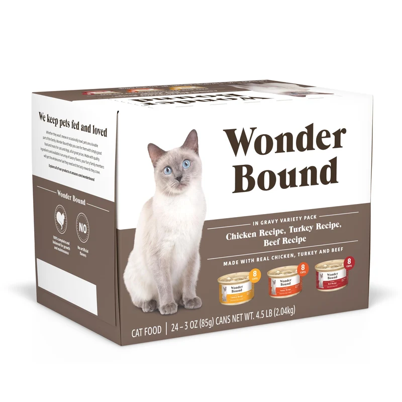 Wonder Bound Gourmet Chat en Sauce – Lot Variété Dinde, Poulet et Boeuf – Fabriqué aux États‑Unis