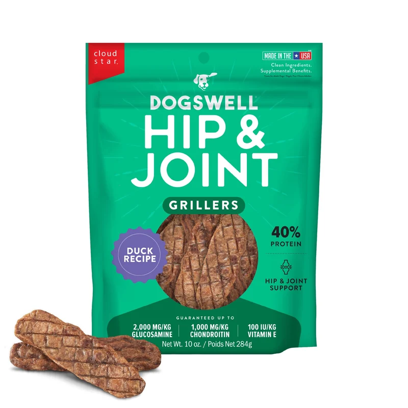 Dogswell Grillers Canard Sans Cereales – Soin des Hanches et Articulations, Sac 10 oz