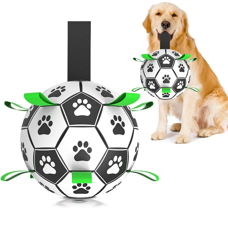 Balle de Foot pour Chien Amasiver - 8 pouces, Jouet Interactif avec Anses, Flottante et Durable