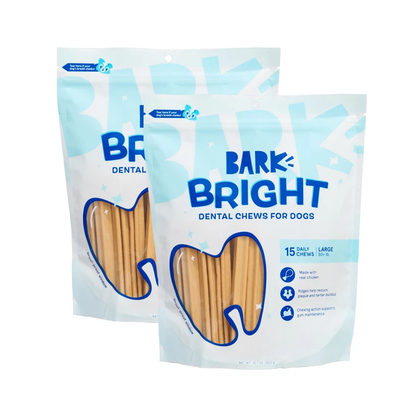 Barkbox Bright – Bâtonnets Dentaires pour Chiens de Grande Race, Nettoyage Plaque et Tartre, 2x15 Pièces (30 bouchées)
