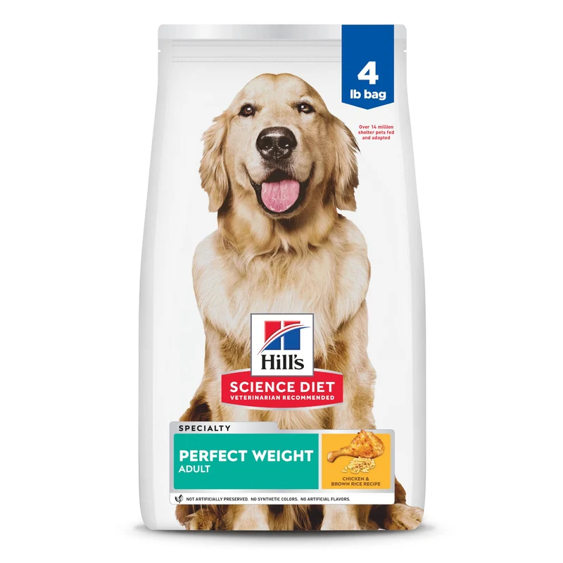 Hill's Science Diet Adult Perfect Weight – Croquettes pour chien, Poulet & Riz brun, 4 lb