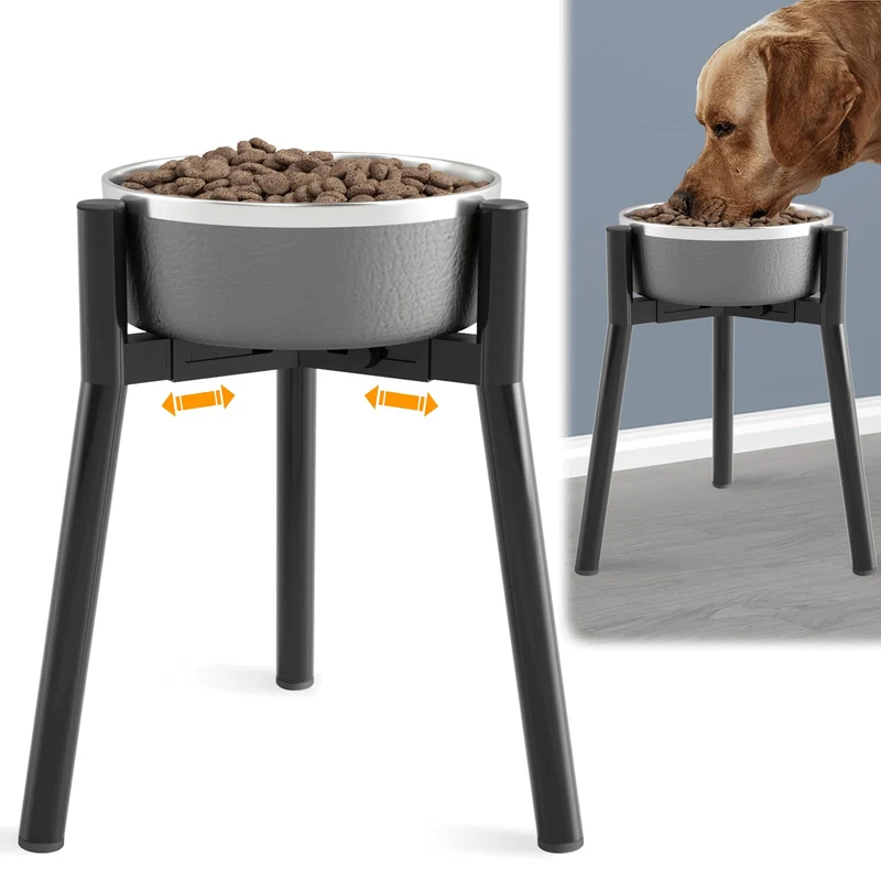 SHAINFUN Support de Bol Surélevé en Métal pour Grands Chiens – Largeur Réglable 7–10,3 pouces